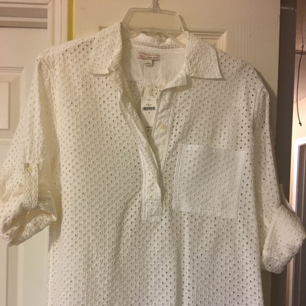Gap White eyelet shirt